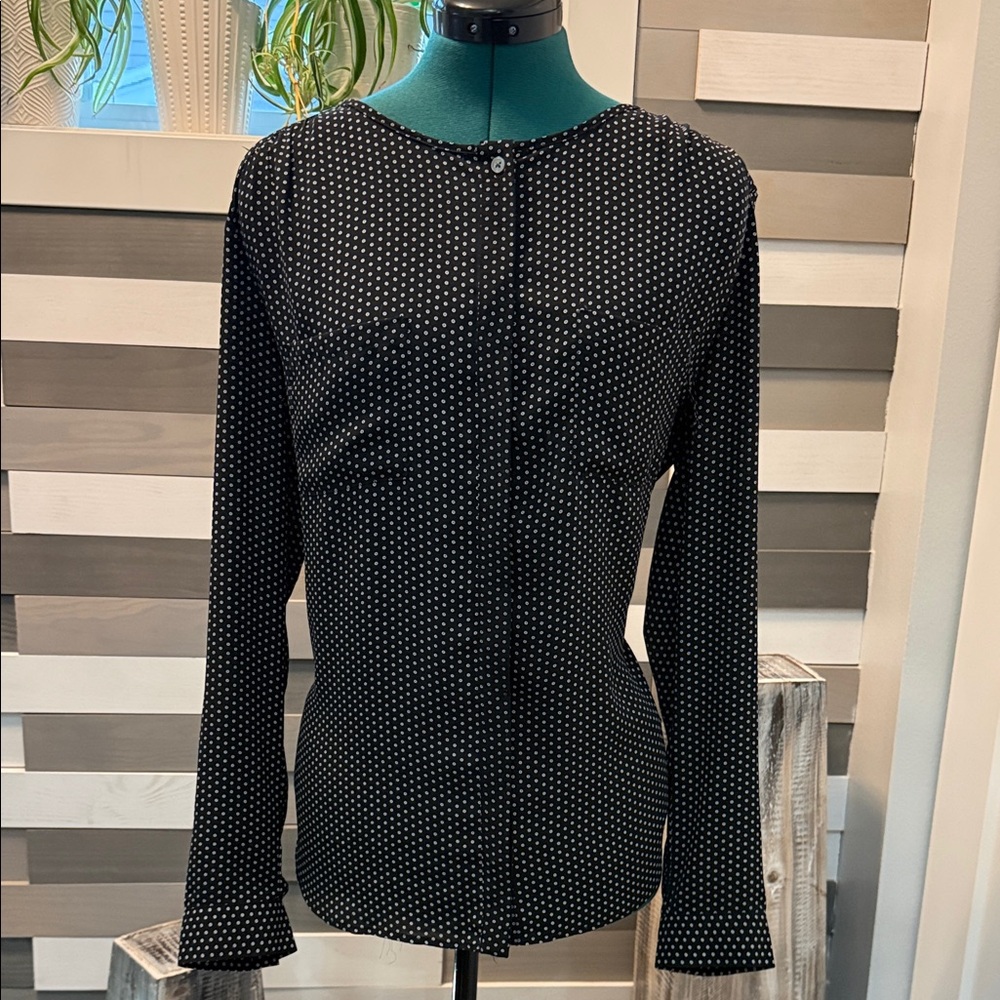 LOFT Black and White Polka Dot Blouse